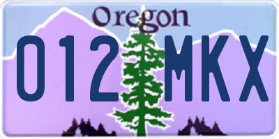 OR license plate 012MKX