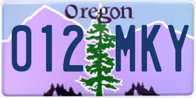 OR license plate 012MKY