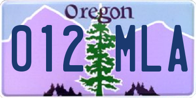 OR license plate 012MLA