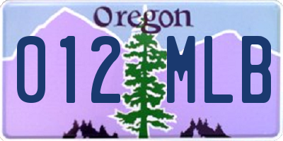 OR license plate 012MLB