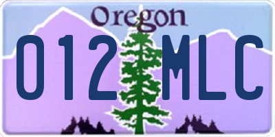 OR license plate 012MLC