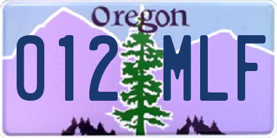OR license plate 012MLF