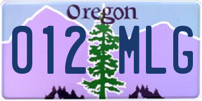 OR license plate 012MLG