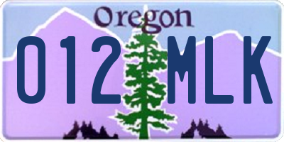 OR license plate 012MLK
