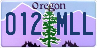 OR license plate 012MLL