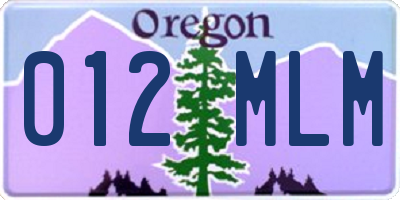 OR license plate 012MLM