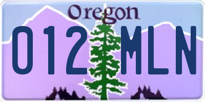 OR license plate 012MLN