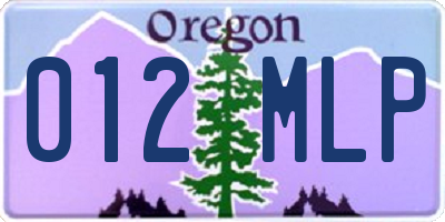 OR license plate 012MLP