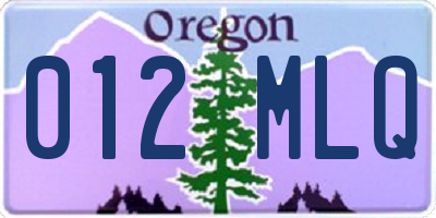 OR license plate 012MLQ
