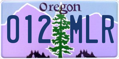 OR license plate 012MLR