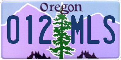 OR license plate 012MLS