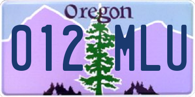 OR license plate 012MLU