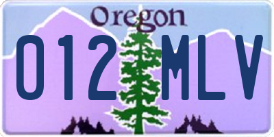OR license plate 012MLV