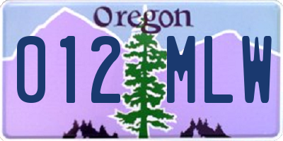 OR license plate 012MLW