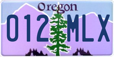 OR license plate 012MLX