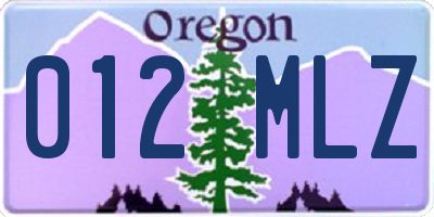OR license plate 012MLZ