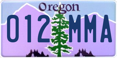 OR license plate 012MMA