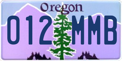 OR license plate 012MMB