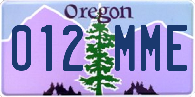 OR license plate 012MME