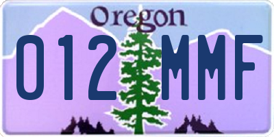 OR license plate 012MMF