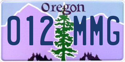 OR license plate 012MMG