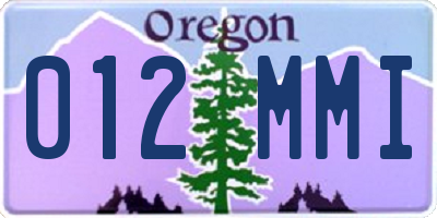 OR license plate 012MMI