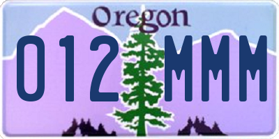 OR license plate 012MMM