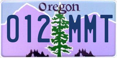 OR license plate 012MMT