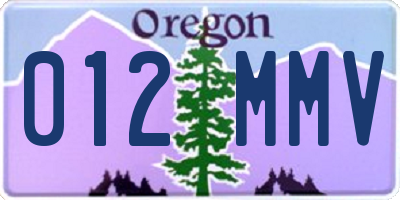 OR license plate 012MMV