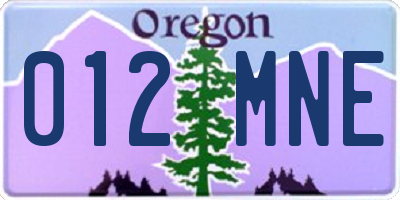 OR license plate 012MNE