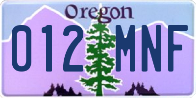OR license plate 012MNF
