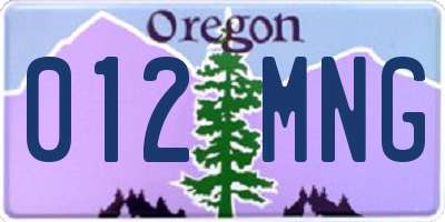 OR license plate 012MNG