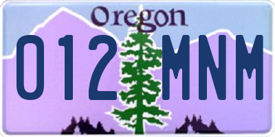 OR license plate 012MNM