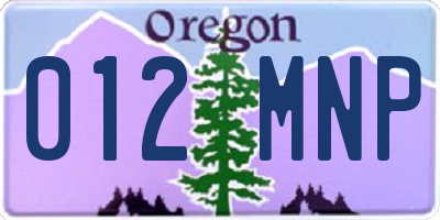 OR license plate 012MNP