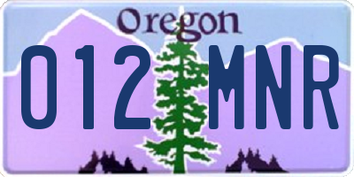 OR license plate 012MNR