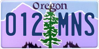 OR license plate 012MNS