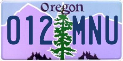 OR license plate 012MNU