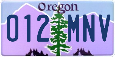 OR license plate 012MNV