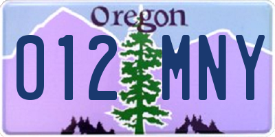 OR license plate 012MNY