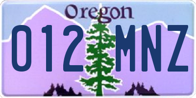 OR license plate 012MNZ