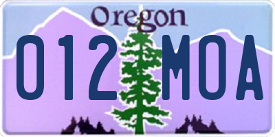 OR license plate 012MOA
