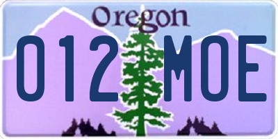 OR license plate 012MOE
