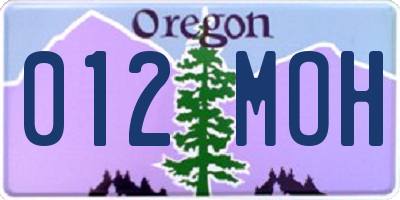 OR license plate 012MOH