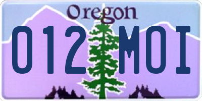 OR license plate 012MOI