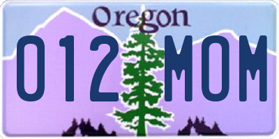 OR license plate 012MOM