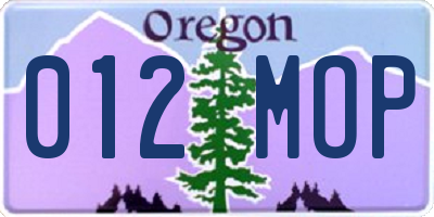 OR license plate 012MOP