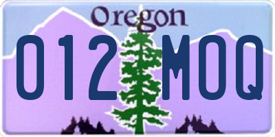 OR license plate 012MOQ