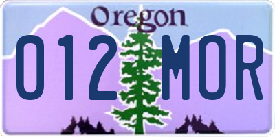 OR license plate 012MOR
