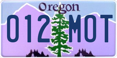 OR license plate 012MOT