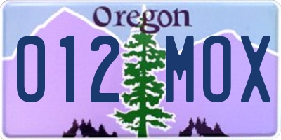 OR license plate 012MOX